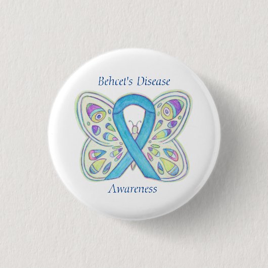 Behcet's Disease Awareness Butterfly Ribbon Button (Vorderseite)