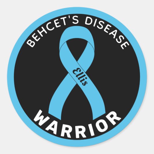 Behcet's Disease Warrior Ribbon Black Runder Aufkleber (Vorderseite)