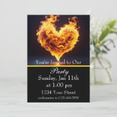 Beheizen Sie Ihre Nacht: Größe Feuer Party! Einladung (Stehend Vorderseite)