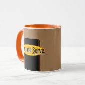 Beheizen und Servieren von schwarzem Text Tasse (Vorderseite Links)