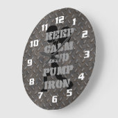 Behieltest und Pump Eisen FITNESS GYM UND WORKOUT Große Wanduhr (Winkel)