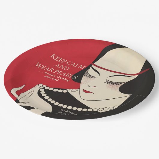 Behieltest von Perlen Deko-Duschpapier-Tellern Pappteller (Schrägansicht)