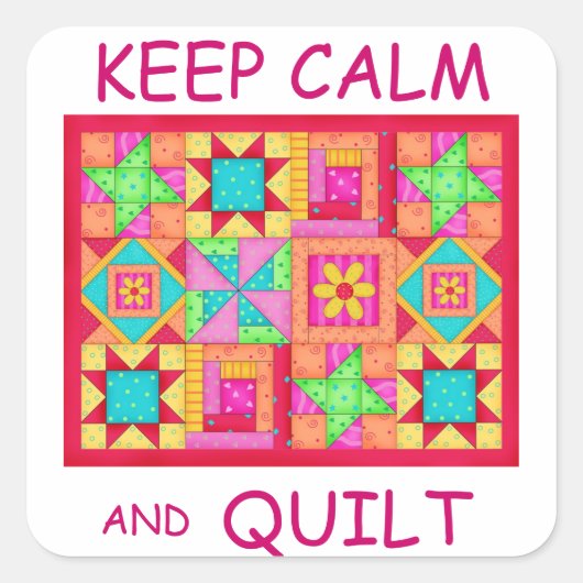 Behieltest von "Ruhe" und "Quilt Multi Block Patch Quadratischer Aufkleber (Vorderseite)