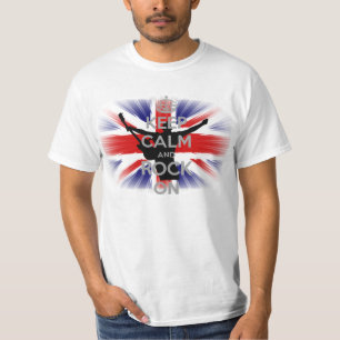 behieltest von Ruhe und Rock auf britischer Flagge T-Shirt