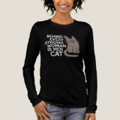 Behind Every Strong Woman Is Her Cat Funny Quote Tri-Blend Shirt (Vorderseite)