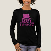 Behind Every Strong Woman Is Her Cat Funny Quote Tri-Blend Shirt (Vorderseite)