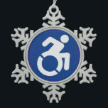 Behindertenzeichen Moderne Schneeflocken Zinn-Ornament<br><div class="desc">Modernes,  behindertengerechtes Zeichen,  behindertengerechtes Zeichen,  Mit Behinderung,  Mit Behinderung</div>
