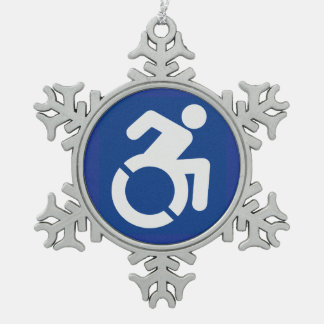 Behindertenzeichen Moderne Schneeflocken Zinn-Ornament