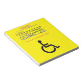 Behinderter Parkplatz Postleitzahl Notizblock (angewinkelt)