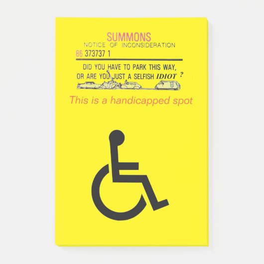 Behinderter Parkplatz Postleitzahl Post-it Klebezettel (Vorderseite)