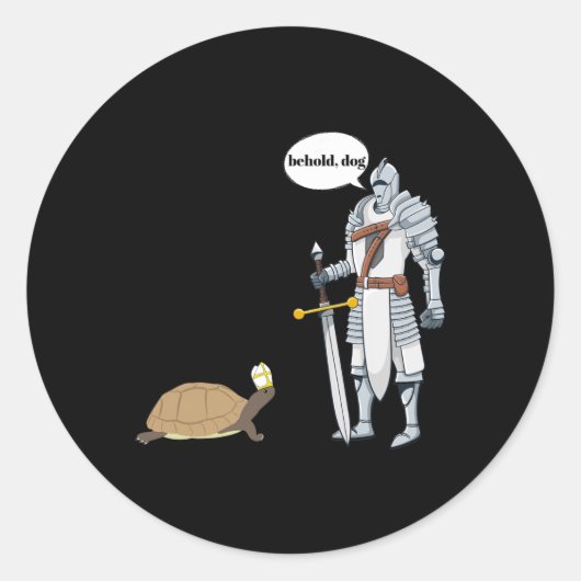 Behold Dog Funny Turtle trägt einen Priester Hat H Runder Aufkleber (Vorderseite)