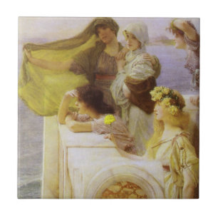 Bei Aphrodites Wiege von Sir Lawrence Alma Tadema Fliese