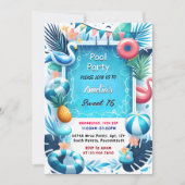 Bei Boy Fun Teen Erwachsene Pool Party Sweet 16 Ge Einladung (Vorderseite)