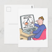 Bei Computer-Online-Banking Lustige Cartoon Postkarte (Vorne/Hinten)