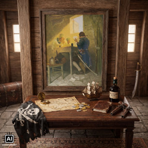 Bei den Karten in Clunys Käfig von NC Wyeth Poster