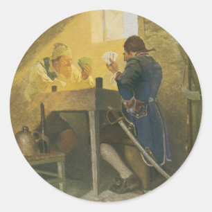 Bei den Karten in Clunys Käfig von NC Wyeth Runder Aufkleber