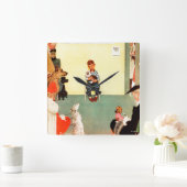 Bei den Vets von Norman Rockwell Quadratische Wanduhr (Zuhause)