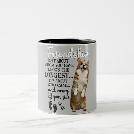 Bei der Freundschaft mit Corgi geht es nicht darum Zweifarbige Tasse (Mittel)