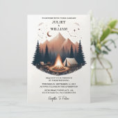 Bei der Hochzeit des Campings "Hüttenwald-Himmel-T Einladung (Stehend Vorderseite)