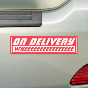Bei der Lieferung Whee Rot Lustig Autoaufkleber