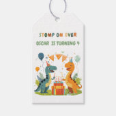 "Bei Dinosaurier zum Geburtstag anhalten Geschenkanhänger (Vorderseite)