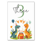 "Bei Dinosaurier zum Geburtstag anhalten Tischnummer (Vorderseite)