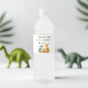 "Bei Dinosaurier zum Geburtstag anhalten Wasserflaschenetikett