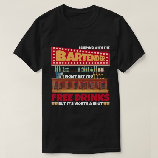 Bei einem Barkeeper genießen Sie kostenfreie Geträ T-Shirt (Design vorne)