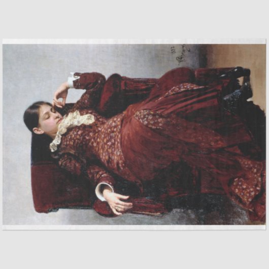 Bei einer Erholung, Ilya Repin Seidenpapier (Vorderseite)