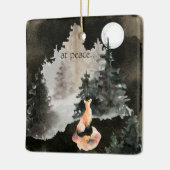 bei Frieden ~ Fox und Vollmond-Wald Keramikornament (Links)