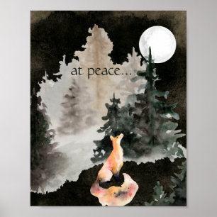 bei Frieden ~ Fox und Vollmond-Wald Poster