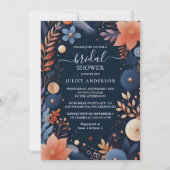 Bei Hydrangea Metallic Pure Navy Blue Brautparty Einladung (Vorderseite)