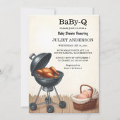 Bei Kariert Babyq Fun Food Steak Beef Grillen Baby Einladung (Vorderseite)
