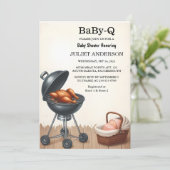 Bei Kariert Babyq Fun Food Steak Beef Grillen Baby Einladung (Stehend Vorderseite)