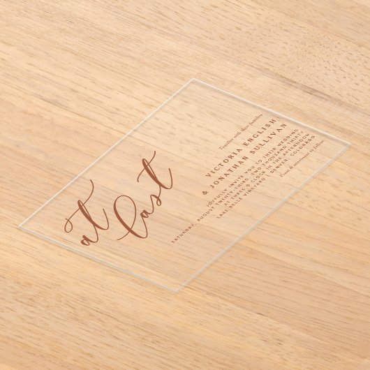 Bei Last Terracotta Moderne Kalligrafie Hochzeit Acryleinladungen (Ablage )