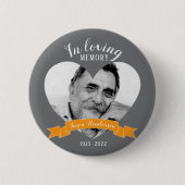 Bei liebenden Erinnerungen Foto Herzname Orange-Ta Button (Vorderseite)