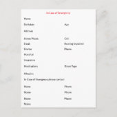 Bei Notfall-Kontaktkarte Postkarte (Vorderseite)