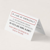 Bei Notfall-Zuhause für Haustiere nur eine digital Visitenkarten (Vorderseite)