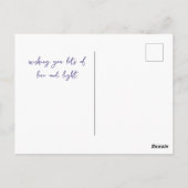 Bei Peace Hübsch Meditating Yoga Girl Lila Hearts Postkarte (Rückseite)