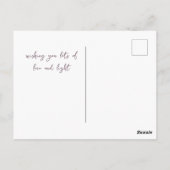 Bei Peace Hübsch Meditation Yoga Girl Lila Gold Postkarte (Rückseite)