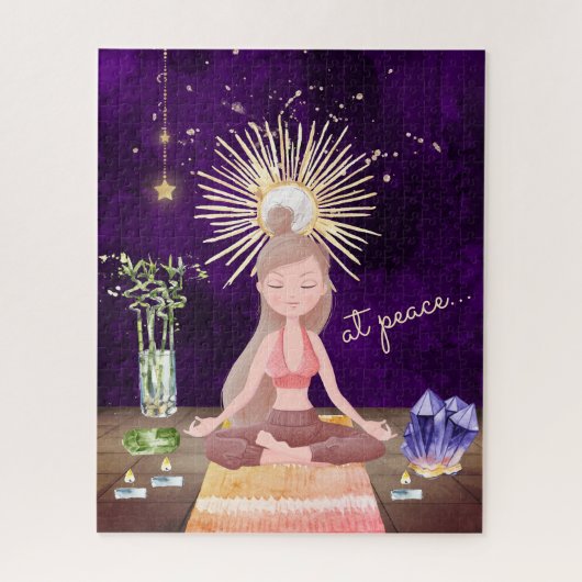 Bei Peace Meditating Yoga Girl and Crystals Puzzle (Vertikal)
