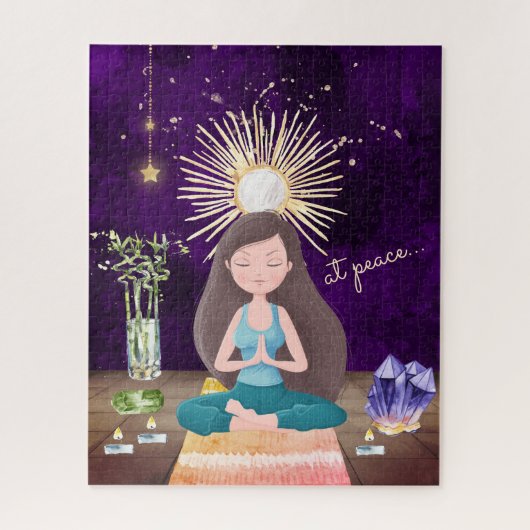 Bei Peace Meditating Yoga Girl and Crystals Puzzle (Vertikal)