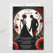 Bei Ruby Thick Claret White Heart Red Black Weddin Einladung (Vorderseite)