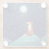 bei Ruhe ~ charmanter Fuchs unter Vollmond sitzen Glasuntersetzer (Rückseite)