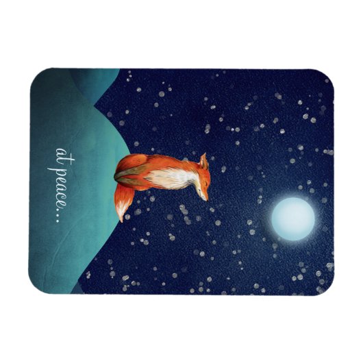 bei Ruhe ~ charmanter Fuchs unter Vollmond sitzen Magnet (Horizontal)