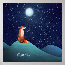 bei Ruhe ~ charmanter Fuchs unter Vollmond sitzen