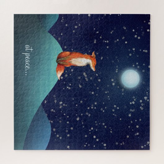 bei Ruhe ~ charmanter Fuchs unter Vollmond sitzen Puzzle (Horizontal)