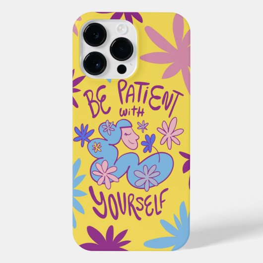 BEI SICH SELBST PATIENT SEIN, SELBST LIEBE CARTOON iPhone HÜLLE (Rückseite)