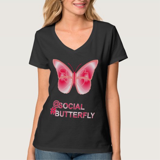 Bei Social Hashtag Butterfly T-Shirt (Vorderseite)