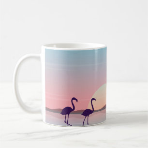 Bei Sonnenaufgang Flamingo Szenerie silhouettesfla Kaffeetasse
